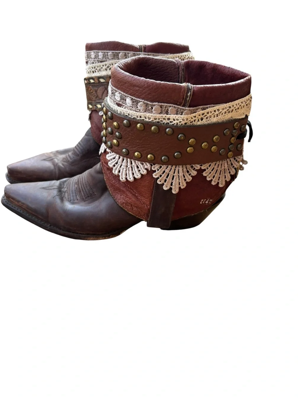 Dan Post Vintage Embellished Western Leather Booties – Size 7.5